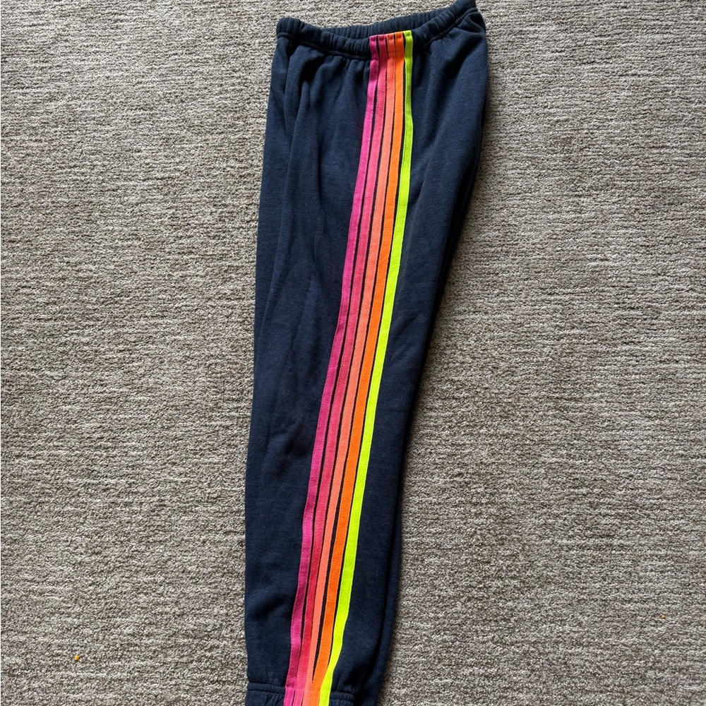 Aviator Nation Women’s Joggers with Neon Stripes, size medium